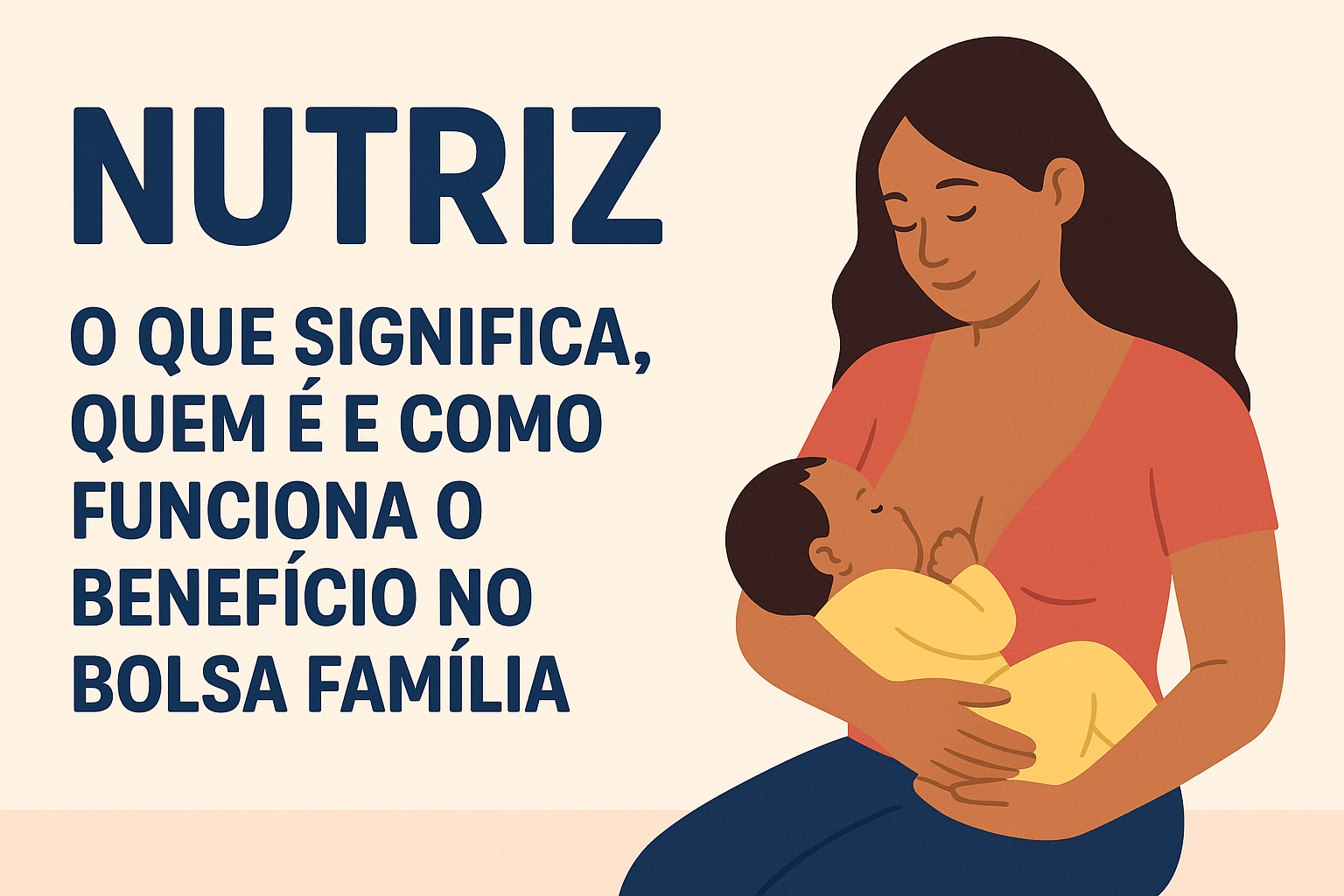Ilustração de uma mãe nutriz amamentando seu bebê, representando o benefício Nutriz do Bolsa Família.