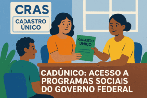 Famílias sendo atendidas em unidade do CRAS para cadastro no CadÚnico