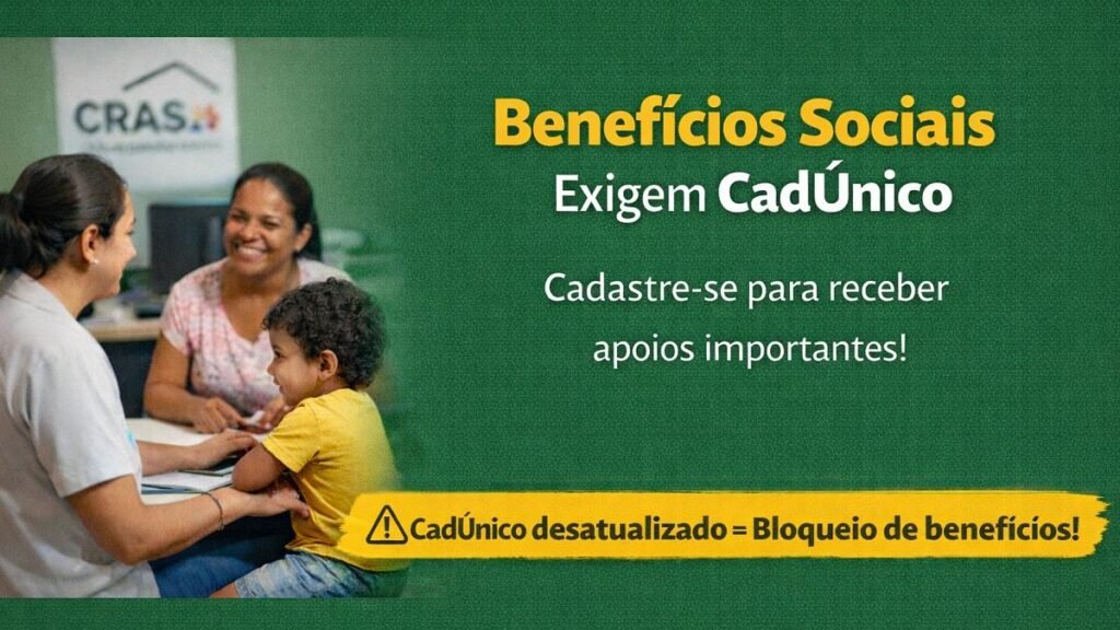 Benefícios sociais que exigem CadÚnico, como Bolsa Família, Auxílio Gás, BPC e Tarifa Social de Energia.