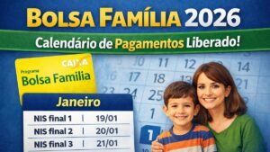 Bolsa Família 2026: imagem do calendário de pagamentos com datas de janeiro por final do NIS