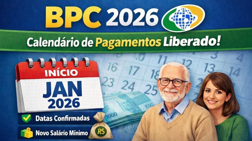 Calendário de pagamentos do BPC 2026 divulgado pelo INSS para beneficiários do benefício assistencial