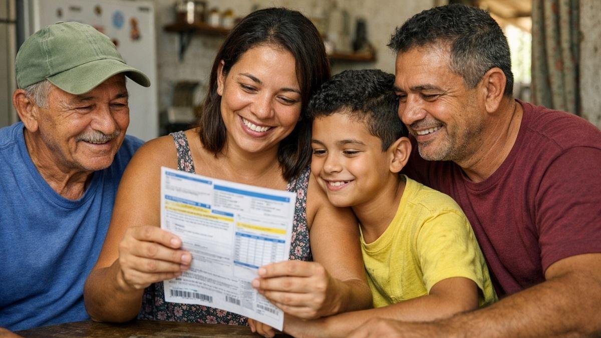 Família brasileira beneficiada pelo desconto social na conta de luz